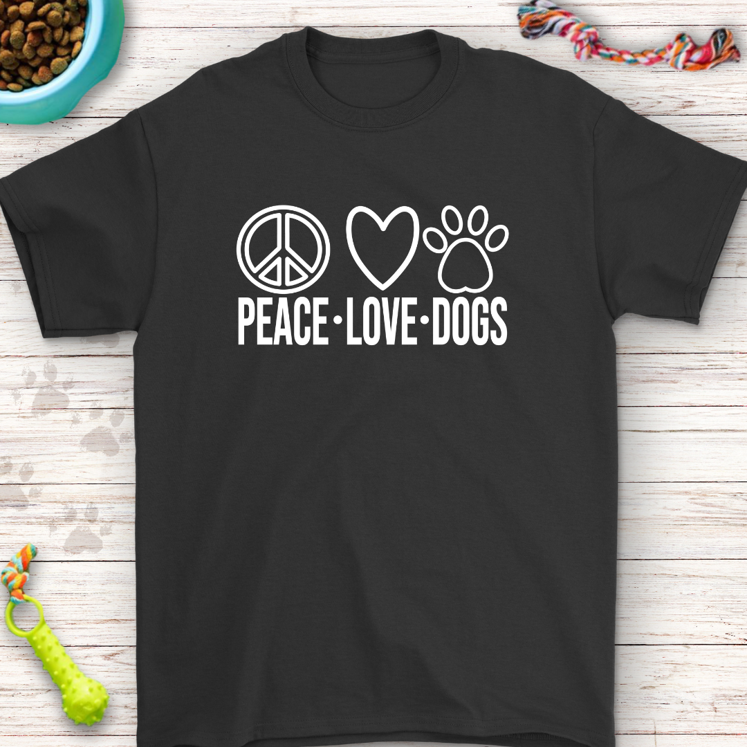 Peace Love Dogs T-Shirt – Perfect for Dog Lovers!