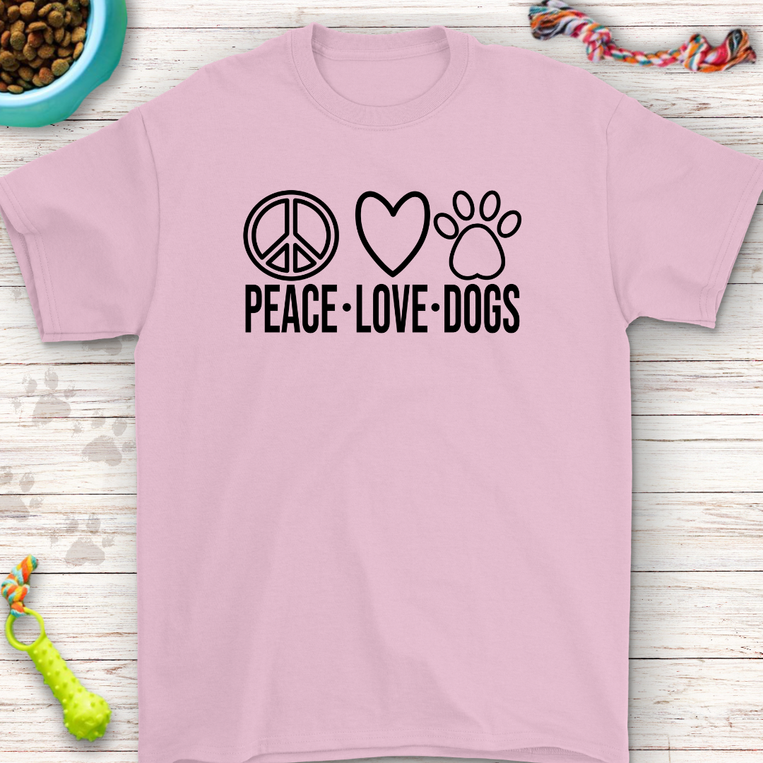 Peace Love Dogs T-Shirt – Perfect for Dog Lovers!