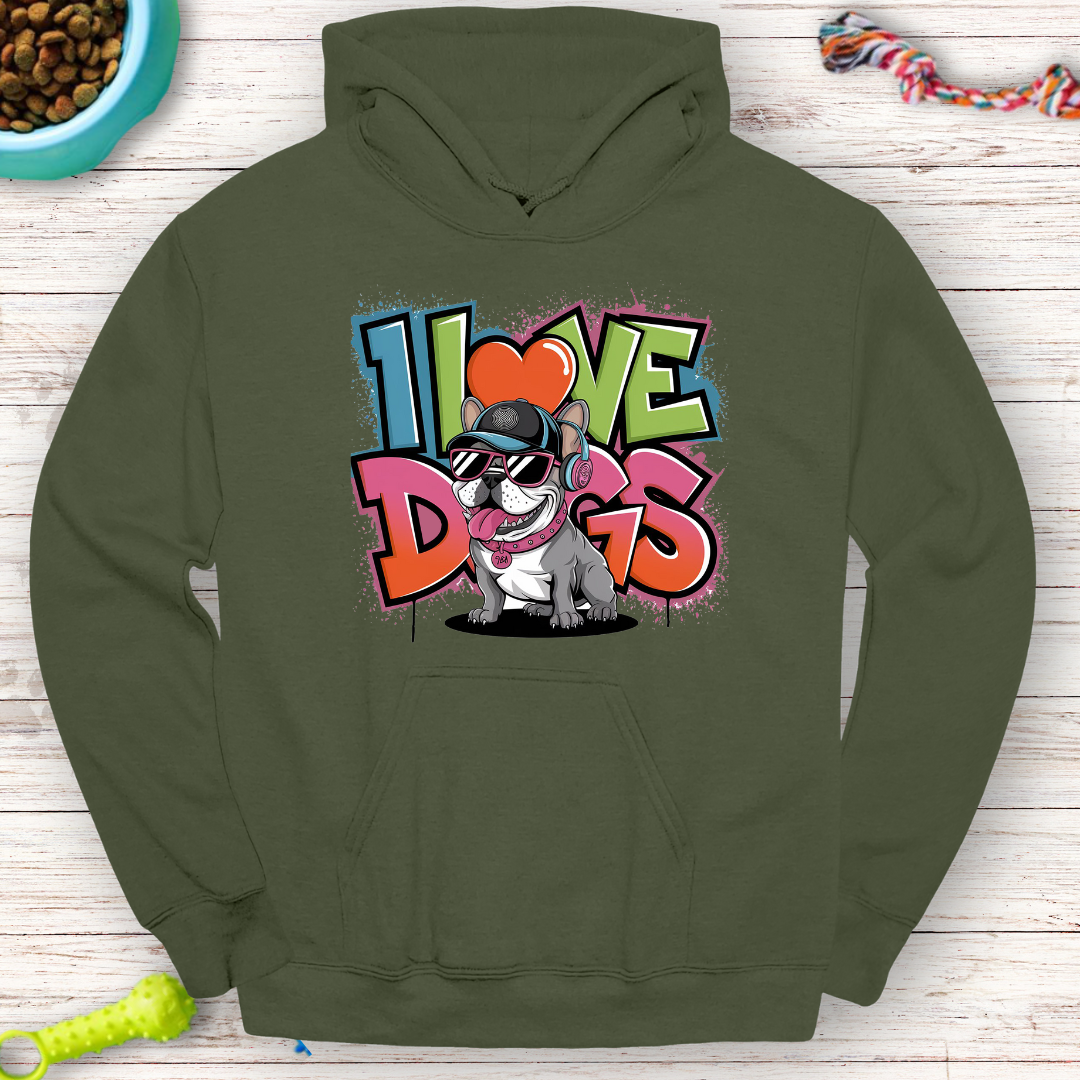 I Love Dogs - French Bulldog Sweatshirt - Classic Unisex Pullover Hoodie