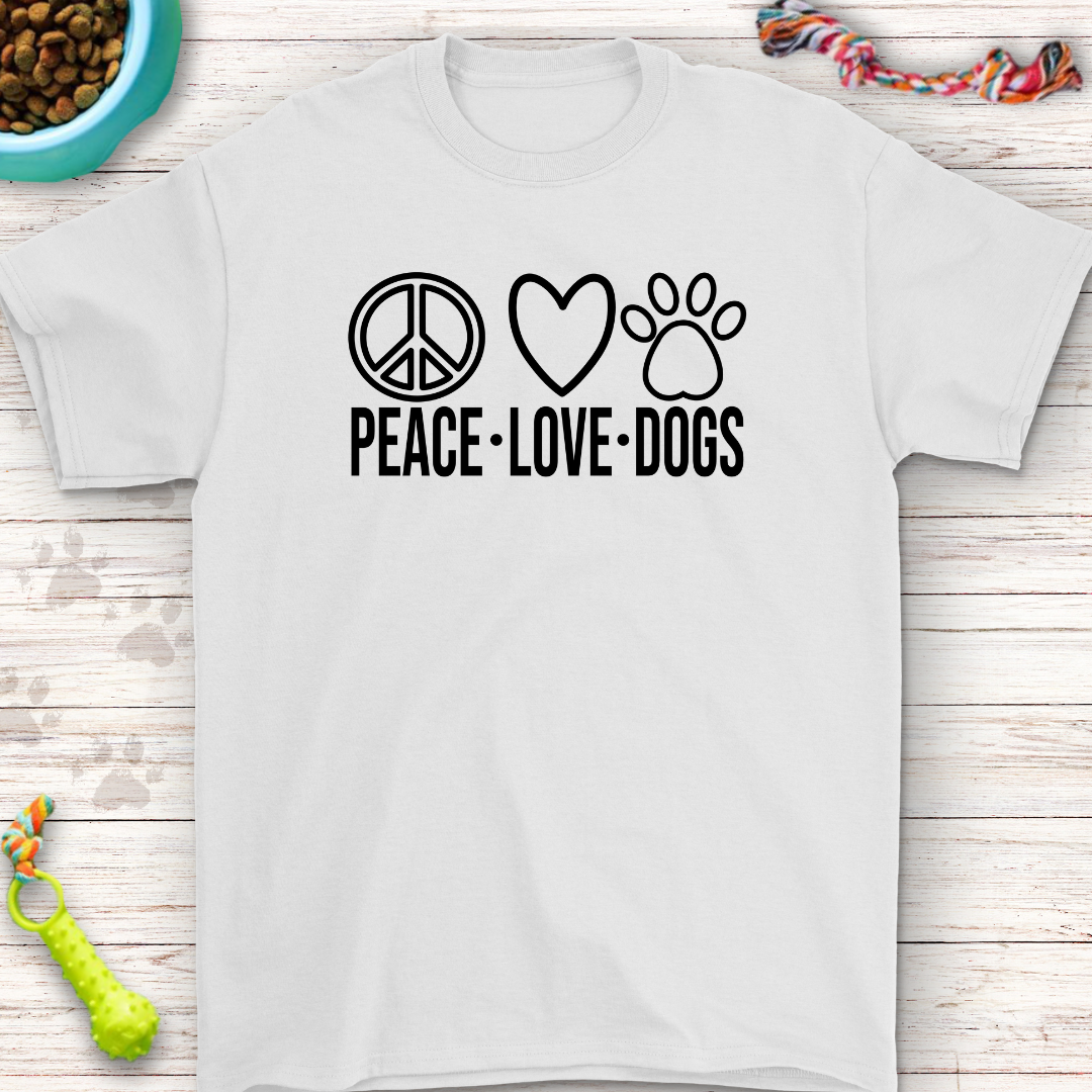 Peace Love Dogs T-Shirt – Perfect for Dog Lovers!