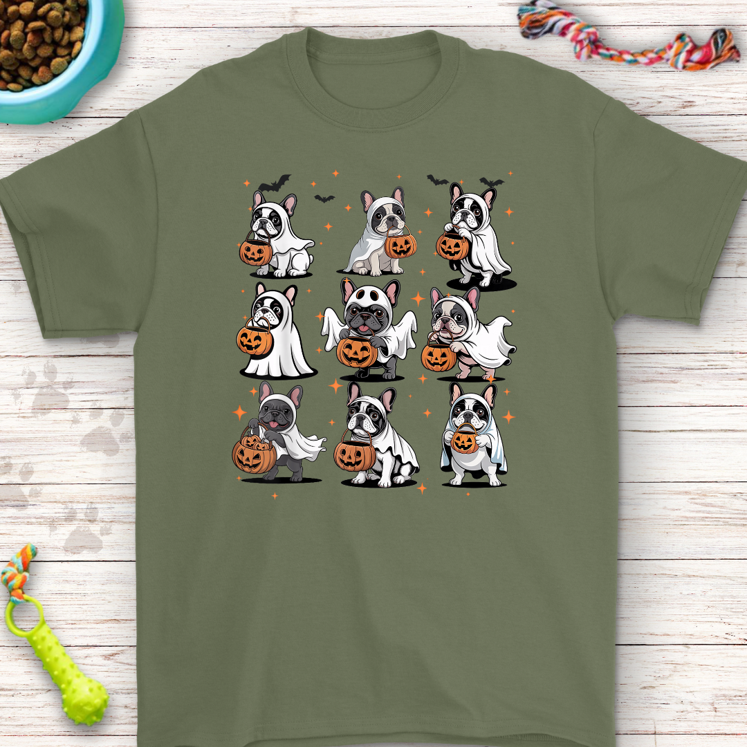 Green halloween french bulldog t-shirt