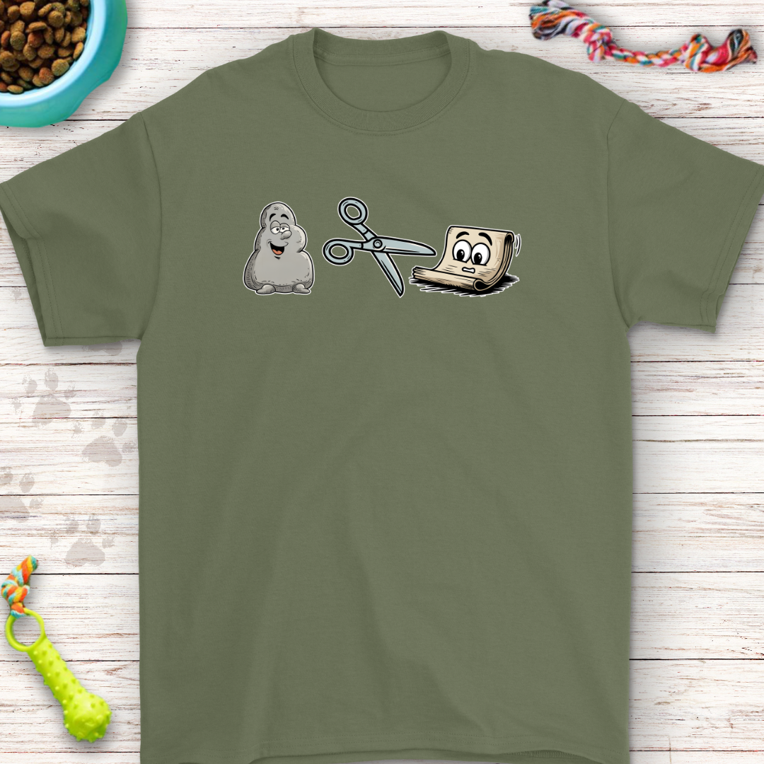 Rock Paper Scissors Cartoon T-Shirt | Funny Game Design Tee