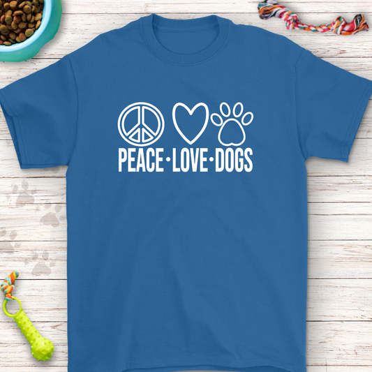 Peace Love Dogs T-Shirt – Perfect for Dog Lovers!