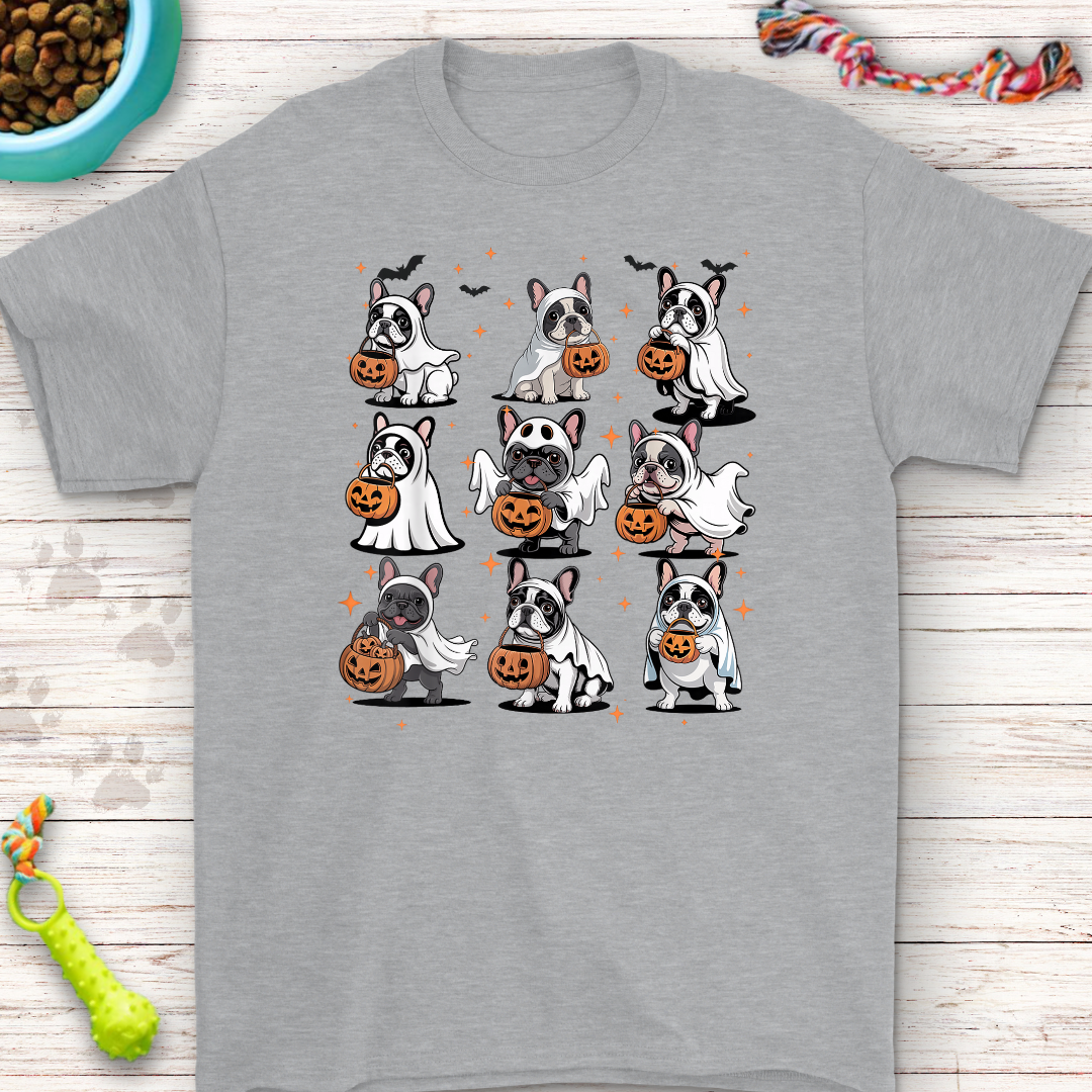 Grey halloween french bulldog t-shirt