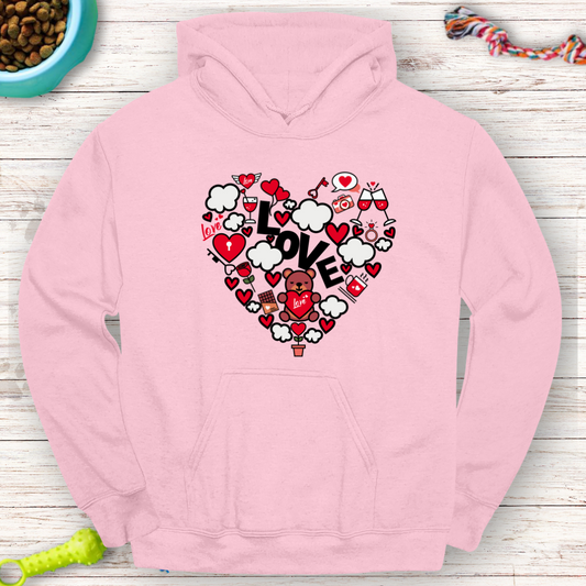 Valentine’s Love Heart Hoodie – Cozy Teddy Bear Design