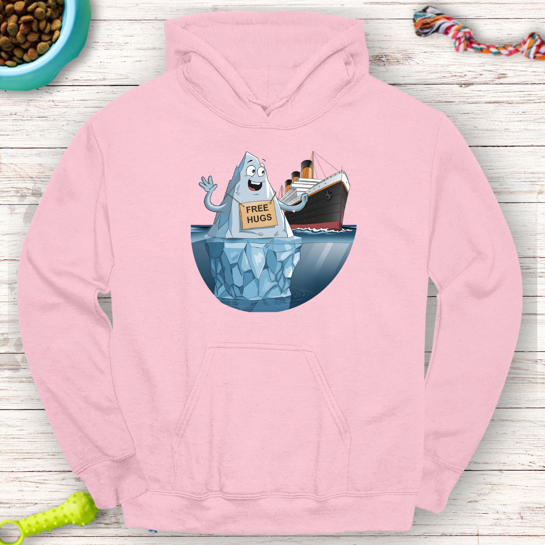 Funny Titanic Iceberg Hoodie – "Free Hugs" Graphic – Cozy & Unique