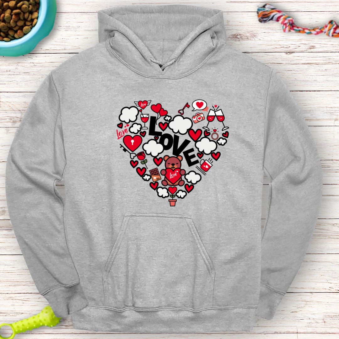 Valentine’s Love Heart Hoodie – Cozy Teddy Bear Design