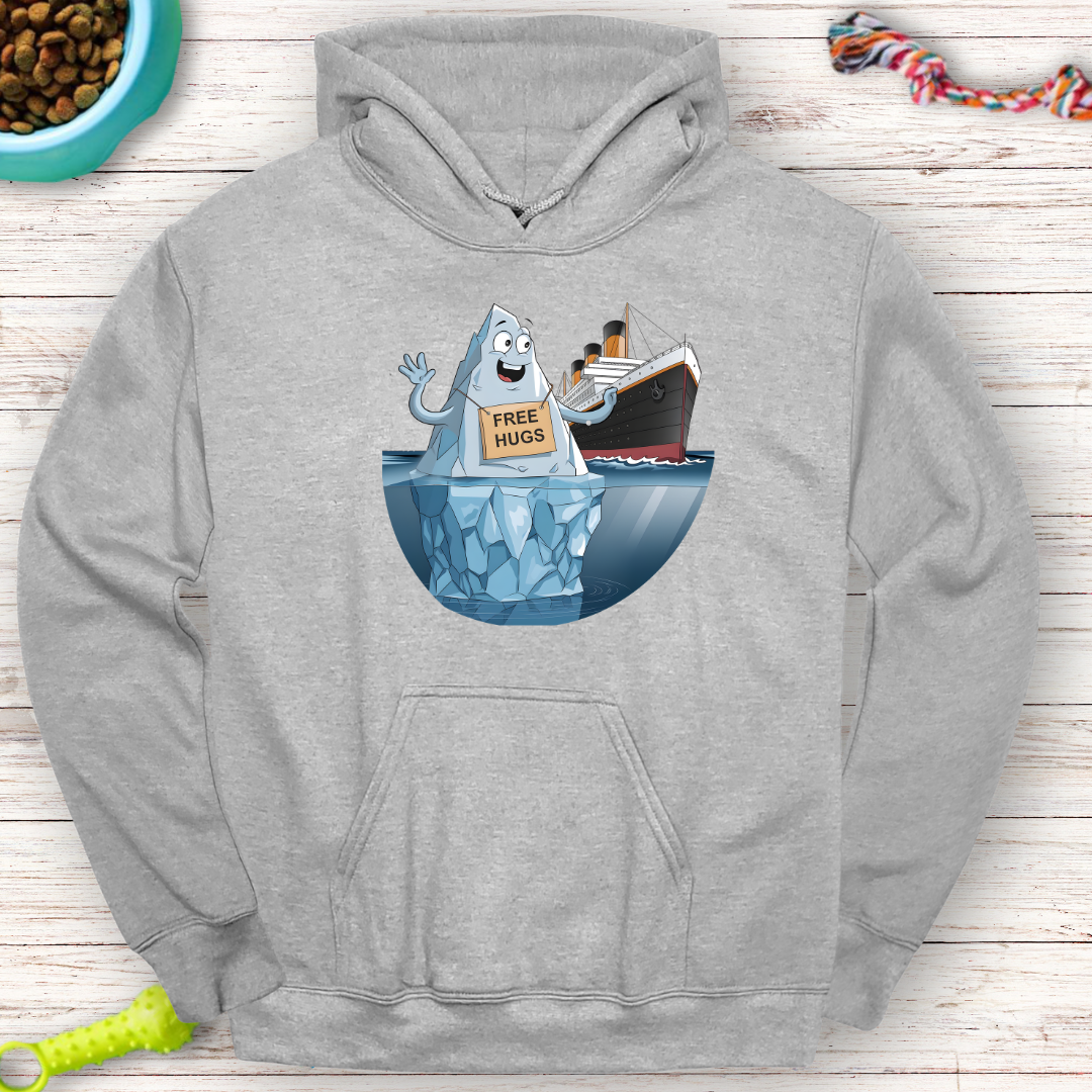 Funny Titanic Iceberg Hoodie – "Free Hugs" Graphic – Cozy & Unique