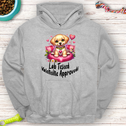 Lab Tested, Valentine Approved Hoodie - Cozy Gift for Dog Lovers!"