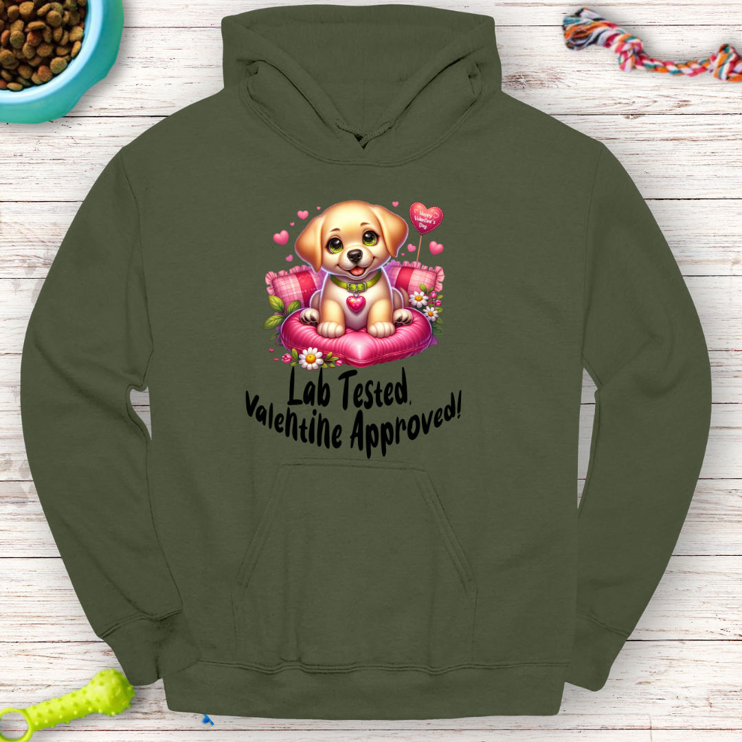 Lab Tested, Valentine Approved Hoodie - Cozy Gift for Dog Lovers!"