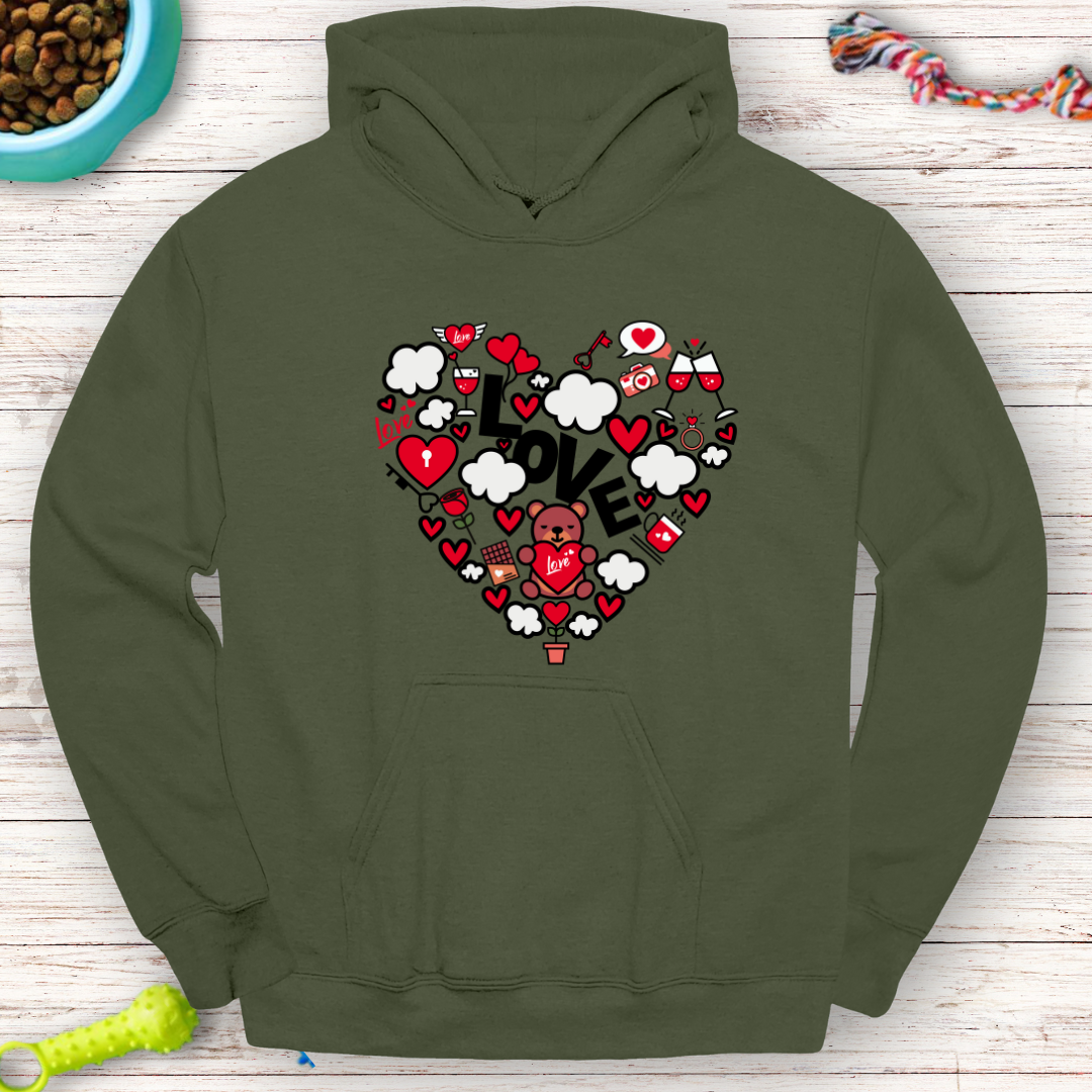 Valentine’s Love Heart Hoodie – Cozy Teddy Bear Design