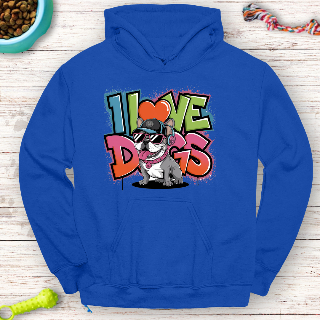 I Love Dogs - French Bulldog Sweatshirt - Classic Unisex Pullover Hoodie