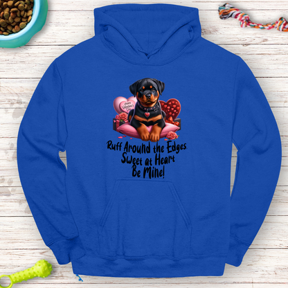 Ruff Around the Edges Valentine Hoodie - Cozy Rottweiler Gift!