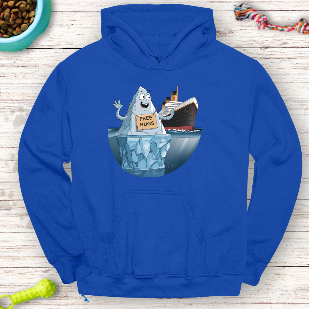 Funny Titanic Iceberg Hoodie – "Free Hugs" Graphic – Cozy & Unique