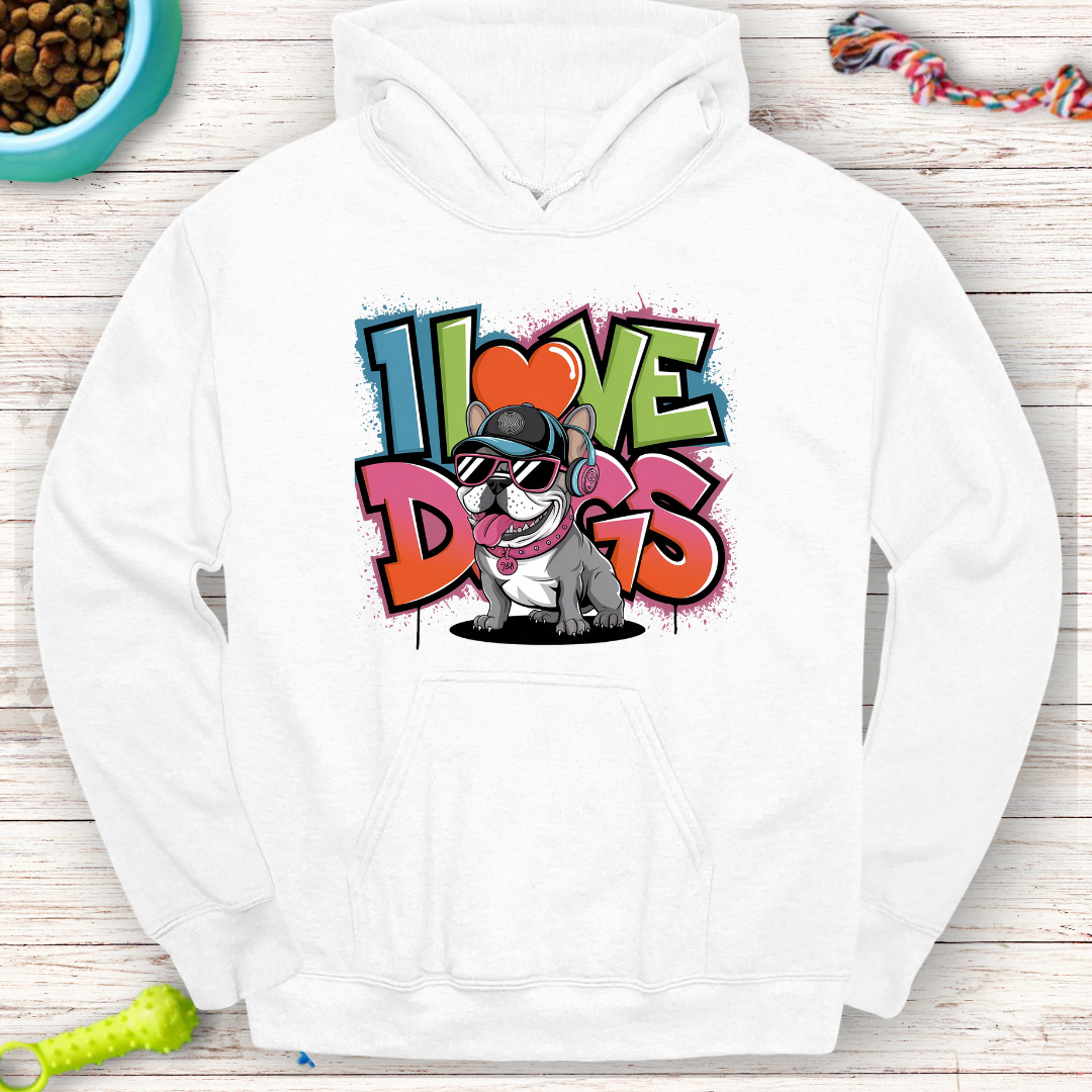 I Love Dogs - French Bulldog Sweatshirt - Classic Unisex Pullover Hoodie