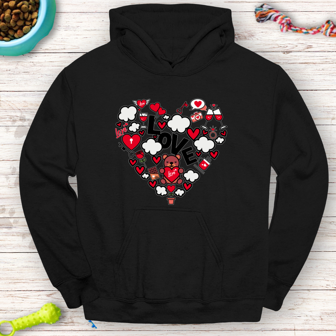 Valentine’s Love Heart Hoodie – Cozy Teddy Bear Design