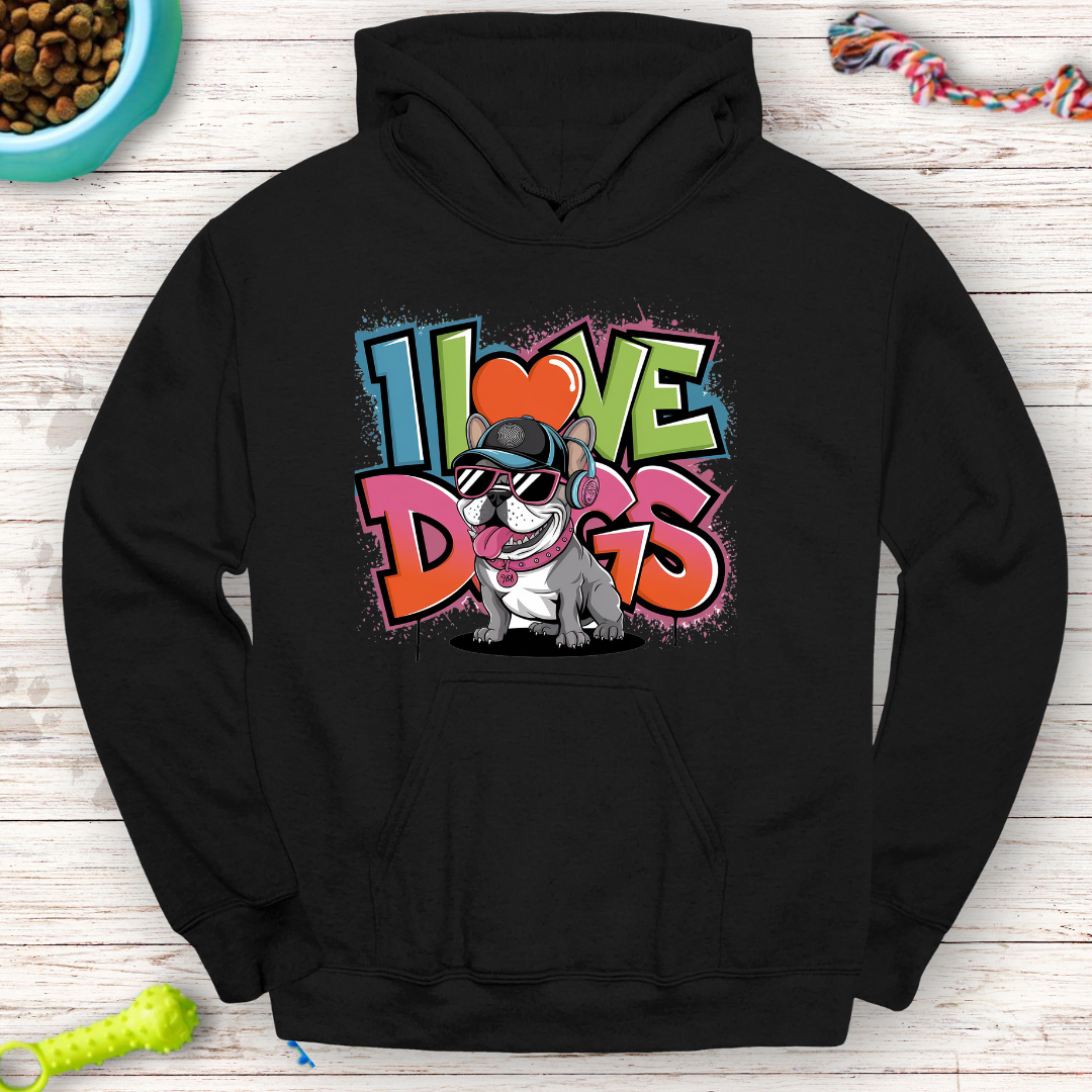I Love Dogs - French Bulldog Sweatshirt - Classic Unisex Pullover Hoodie