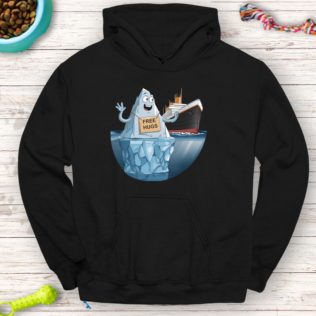 Funny Titanic Iceberg Hoodie – "Free Hugs" Graphic – Cozy & Unique