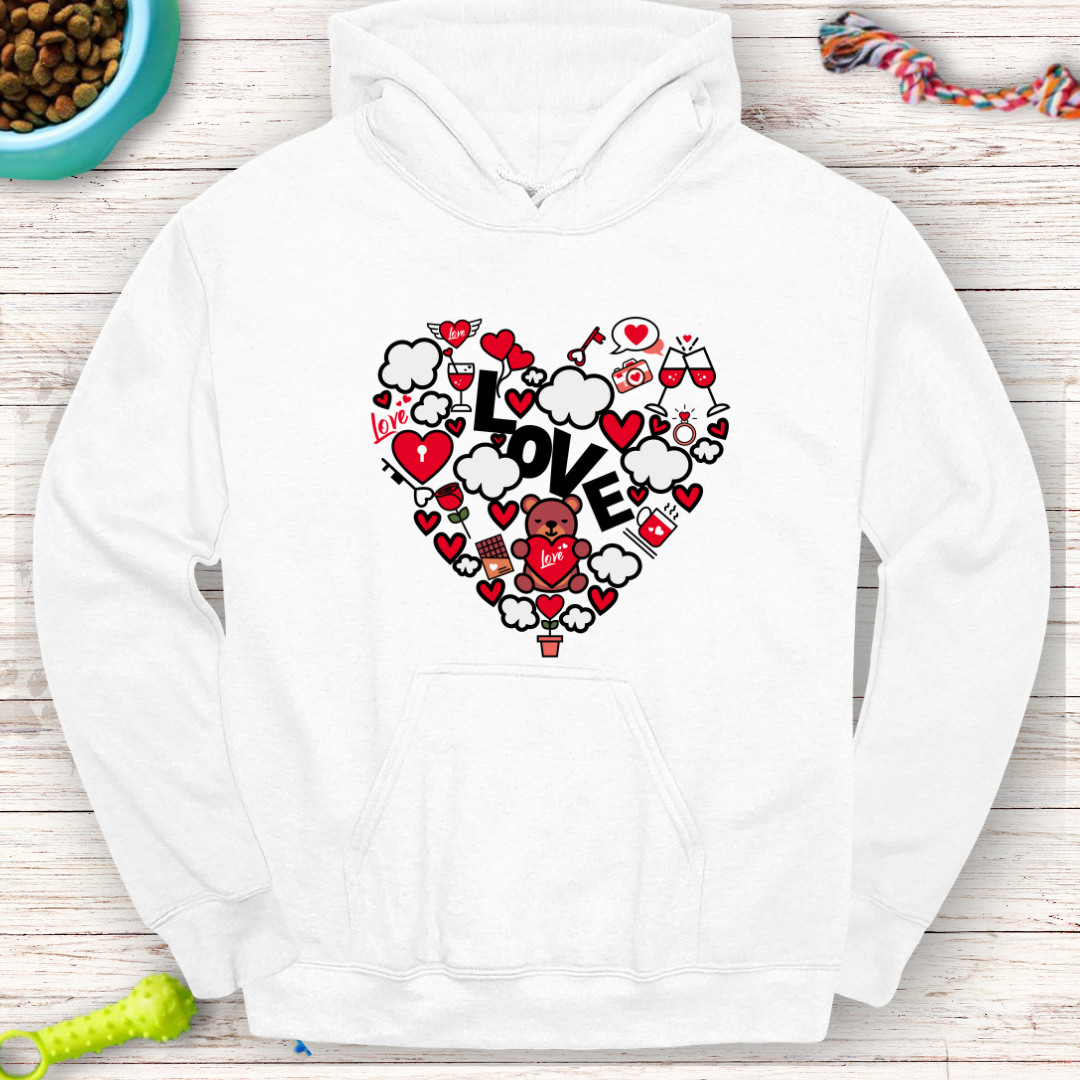 Valentine’s Love Heart Hoodie – Cozy Teddy Bear Design