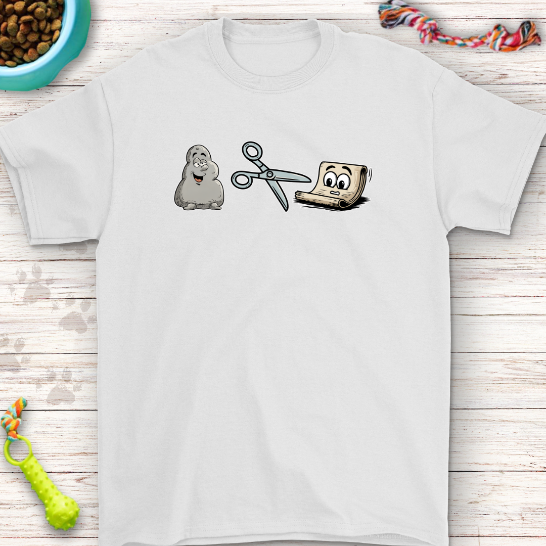 Rock Paper Scissors Cartoon T-Shirt | Funny Game Design Tee